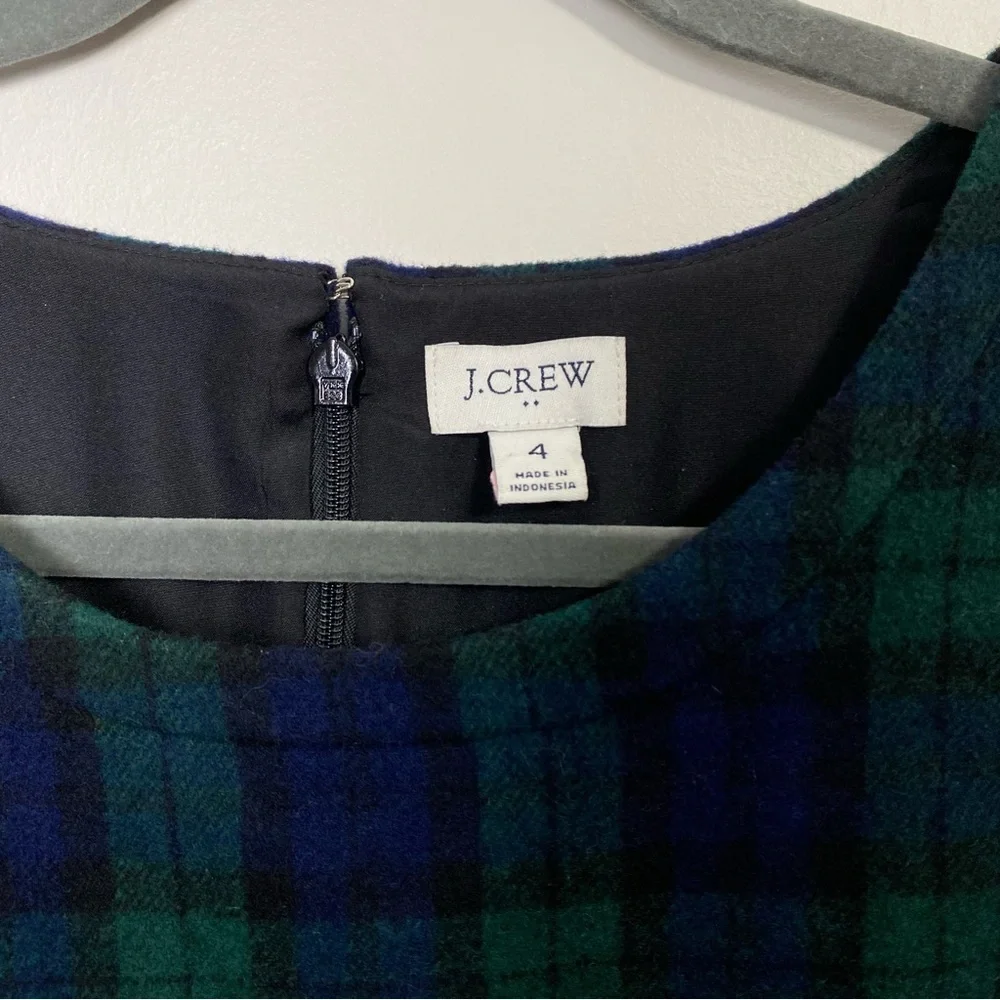 J. Crew Buffalo‎ Plaid Sleeveless Wool Blend Dress - Green and Blue size 4